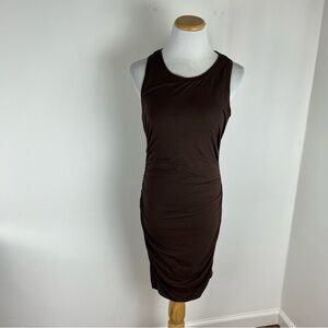 Aritzia Brown Ruched Covet Dress in Coffee Bean Size M
